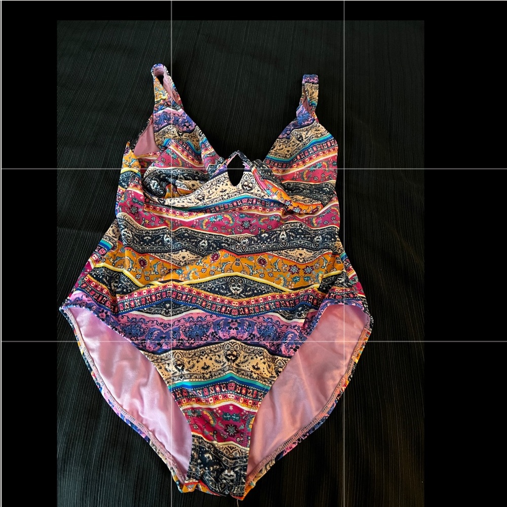 1pc deep swim suit. XL 16/18. Multi vibrant colors.